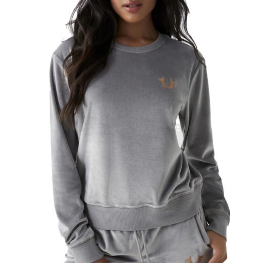 True Religion Womens Velvet Graphic Pullover Sweater ⭐️ - Picture 4 of 8